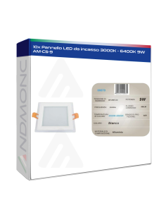 10x Pannello LED da incasso 3000K - 6400K 9W AM-CS-9