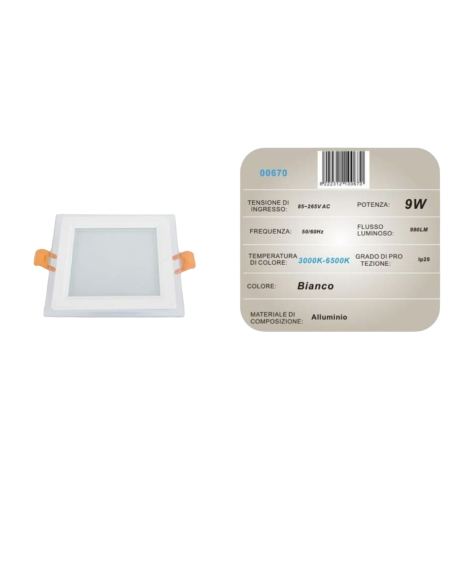 10x Pannello LED da incasso 3000K - 6400K 9W AM-CS-9
