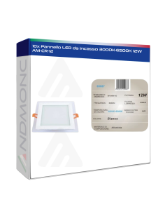 10x Pannello LED da incasso 3000K-6500K 12W AM-CR-12