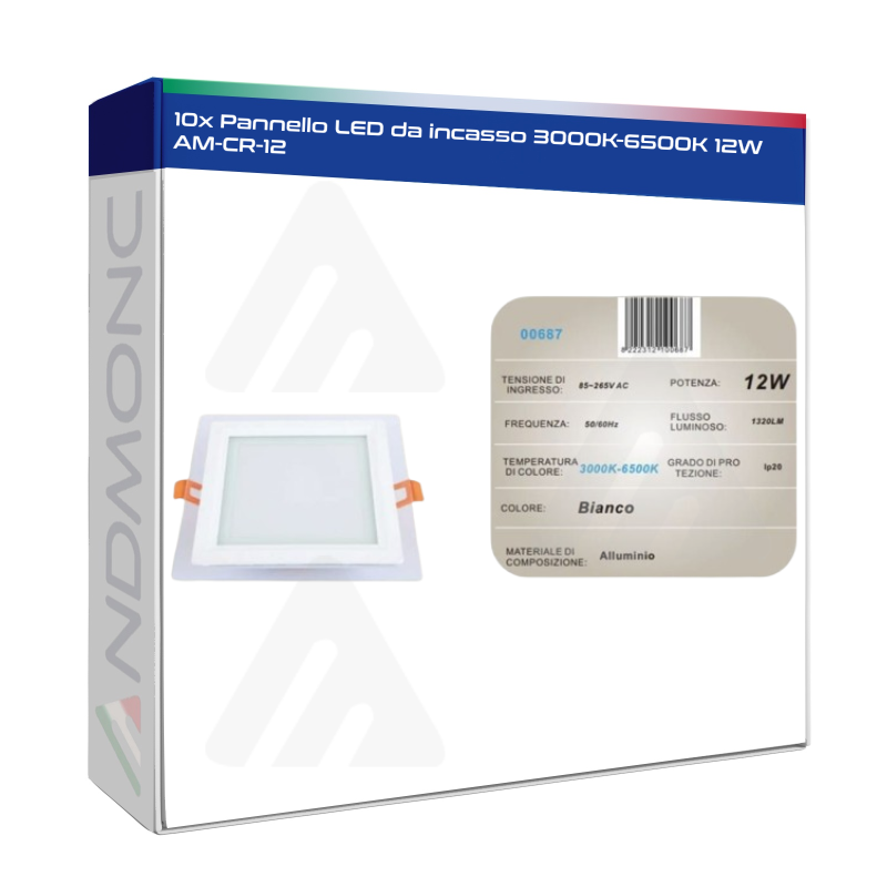 10x Pannello LED da incasso 3000K-6500K 12W...