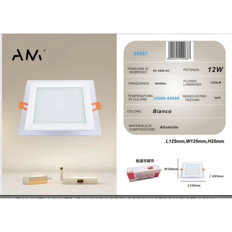 10x Pannello LED da incasso 3000K-6500K 12W...