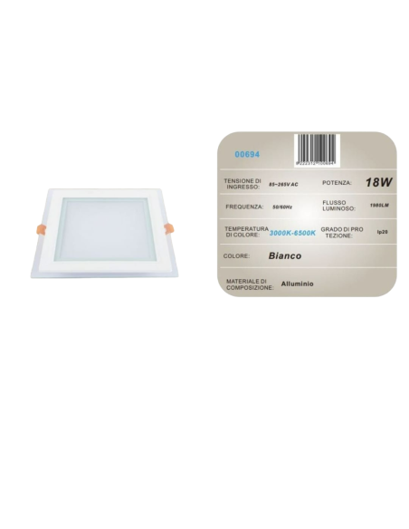 10x Pannello LED da incasso 3000K - 6500K 18W AM-CS-18