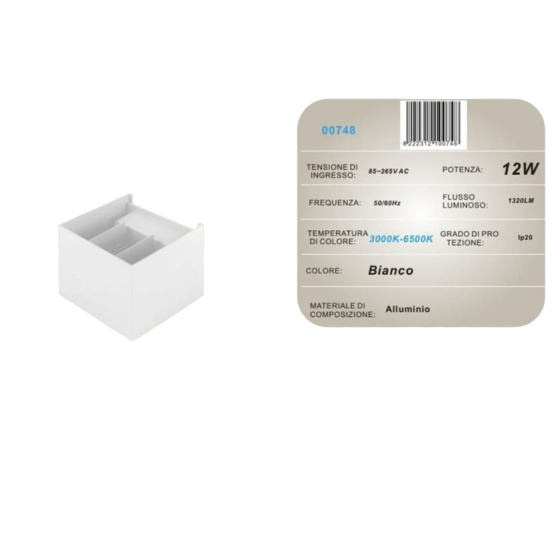 2x Lampada da Parete 12W 3000K-6500K Bianco 1320LM