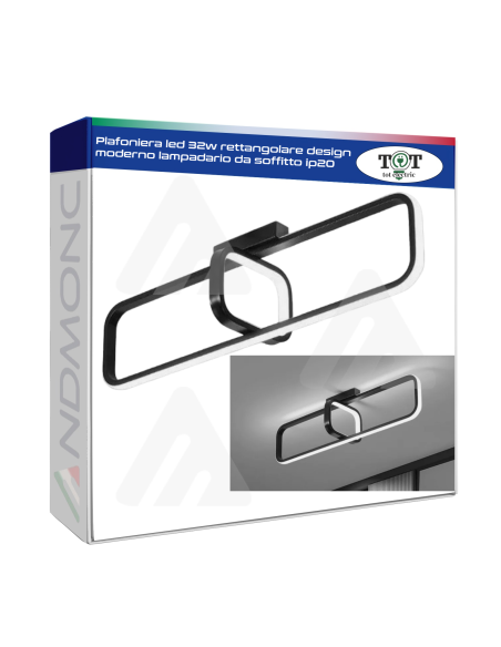 Plafoniera led 32w rettangolare design moderno lampadario da soffitto ip20 Bianco