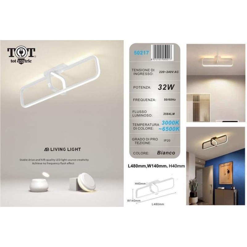 Plafoniera led 32w rettangolare design moderno...