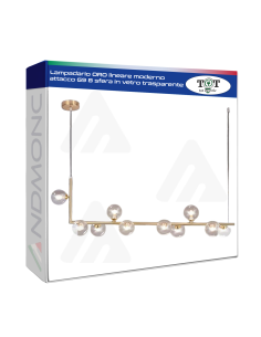 Lampadario ORO lineare moderno attacco G9 8 sfera in...