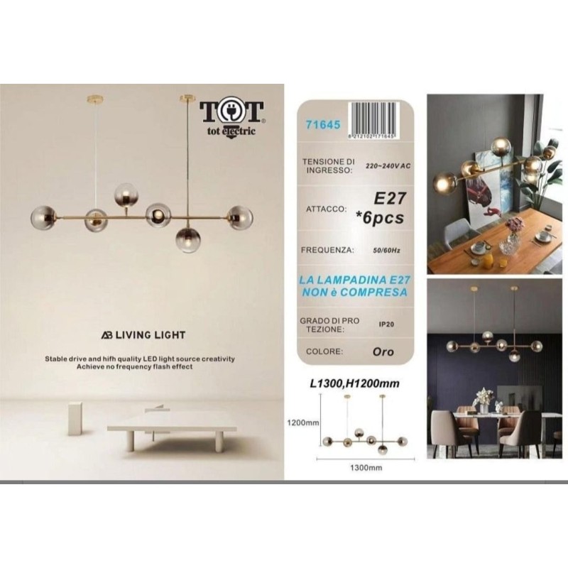 Lampadario ORO E27 IP20 L1300xH1200mm