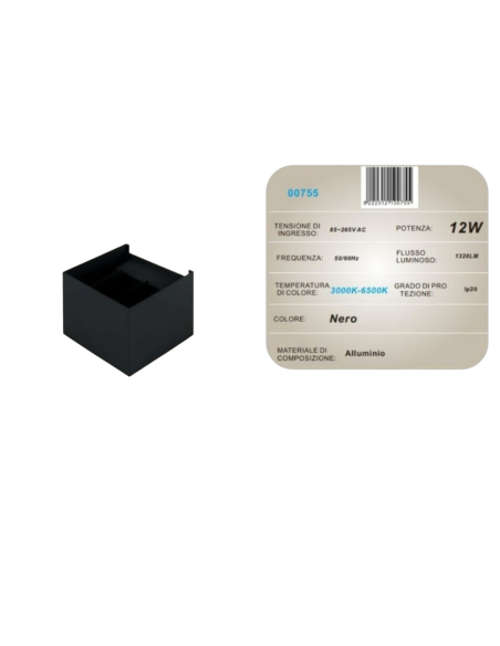 2x Lampada da Parete 12W 3000K-6500K Nero 1320LM