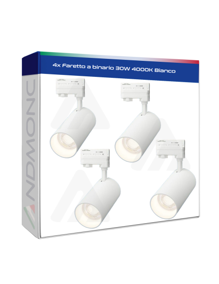 4x Faretto a binario 30W 4000K Bianco