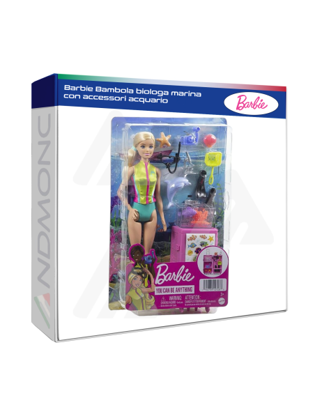 Barbie Bambola biologa marina con accessori acquario