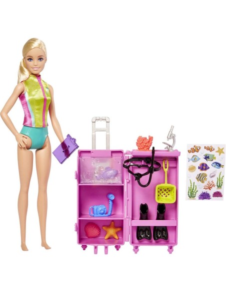 Barbie Bambola biologa marina con accessori acquario