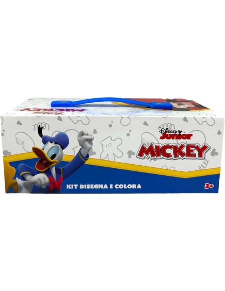 Valigetta con colori per bambini Topolino Disney set 52 pezzi di colori e cancelleria scatola con cassetti kit disegno e pittura