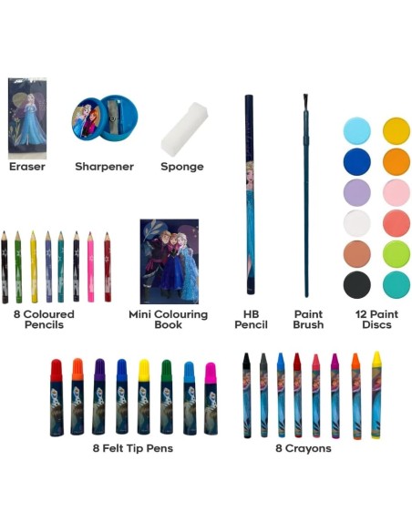 Valigetta con colori per bambini Frozen Disney set 52 pezzi di colori e cancelleria scatola con cassetti kit disegno e pittura