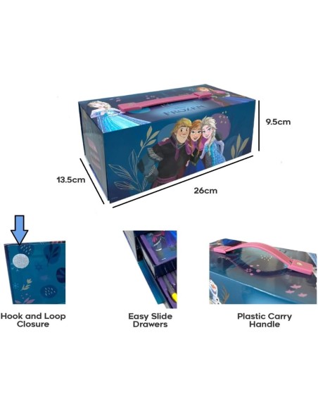 Valigetta con colori per bambini Frozen Disney set 52 pezzi di colori e cancelleria scatola con cassetti kit disegno e pittura