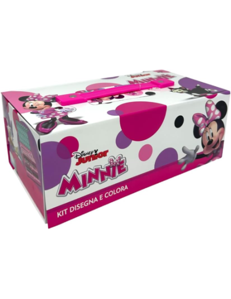 Valigetta con colori per bambini Minnie Disney set 52 pezzi di colori e cancelleria scatola con cassetti kit disegno e pittura