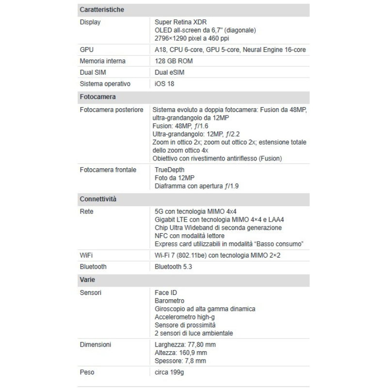 Apple iPhone 16 Plus 128GB 6.7" Black EU Nuovo...