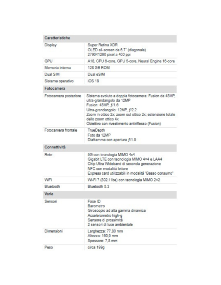 Apple iPhone 16 Plus 128GB 6.7" Ultramarine EU Nuovo Ufficiale