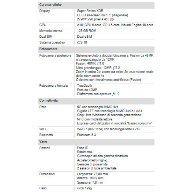 Apple iPhone 16 Plus 128GB 6.7" Teal EU Nuovo...