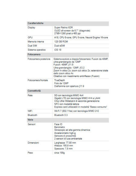 Apple iPhone 16 Plus 128GB 6.7" Teal EU Nuovo Ufficiale