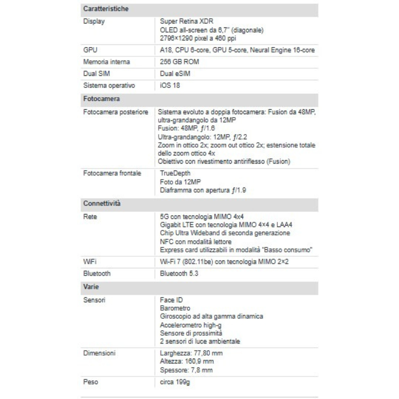 Apple iPhone 16 Plus 256GB 6.7" Black EU Nuovo...