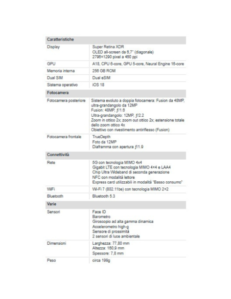 Apple iPhone 16 Plus 256GB 6.7" Ultramarine EU Nuovo Ufficiale
