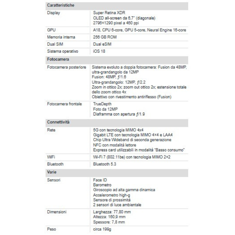 Apple iPhone 16 Plus 256GB 6.7" Teal EU Nuovo...