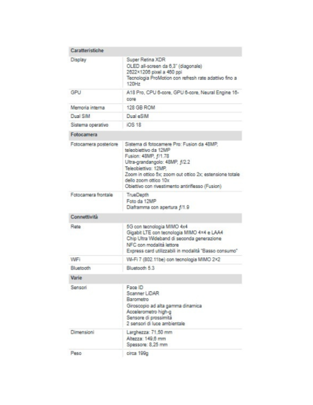 Apple iPhone 16 Pro 256GB 6.3" Black Titanium EU Nuovo Ufficiale