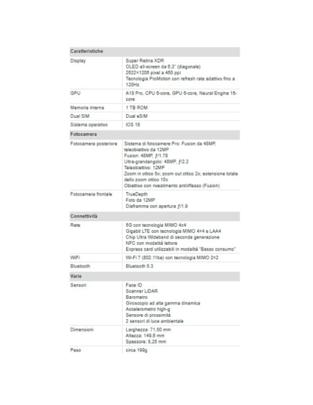 Apple iPhone 16 Pro 1TB 6.3" White Titanium EU Nuovo Ufficiale