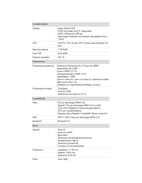 Apple iPhone 16 Pro 1TB 6.3" Desert Titanium EU Nuovo Ufficiale