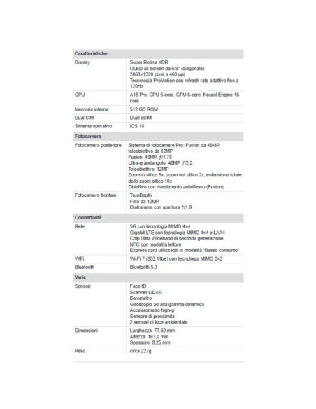 Apple iPhone 16 Pro Max 512GB 6.9" Desert Titanium Nuovo Ufficiale