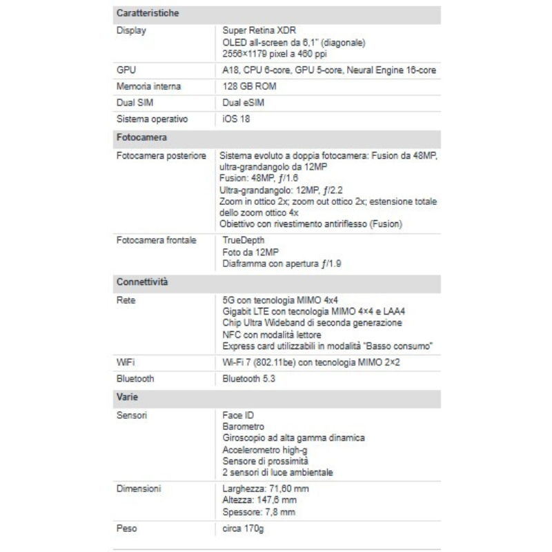 Apple iPhone 16 128GB 6.1" Pink Nuovo Ufficiale