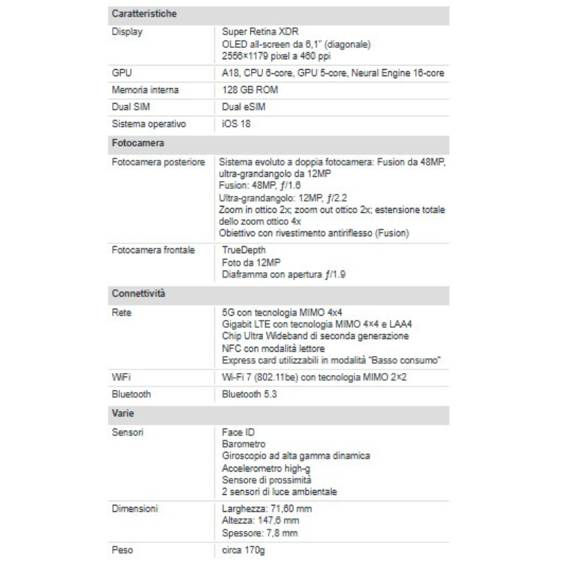 Apple iPhone 16 128GB 6.1" Ultramarine Nuovo...