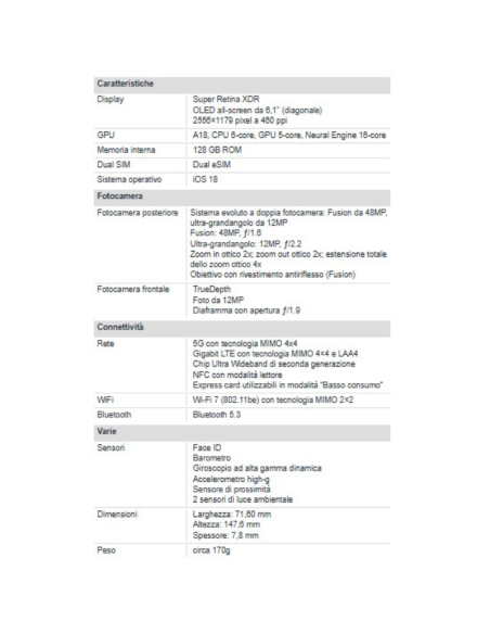 Apple iPhone 16 128GB 6.1" Ultramarine Nuovo Ufficiale