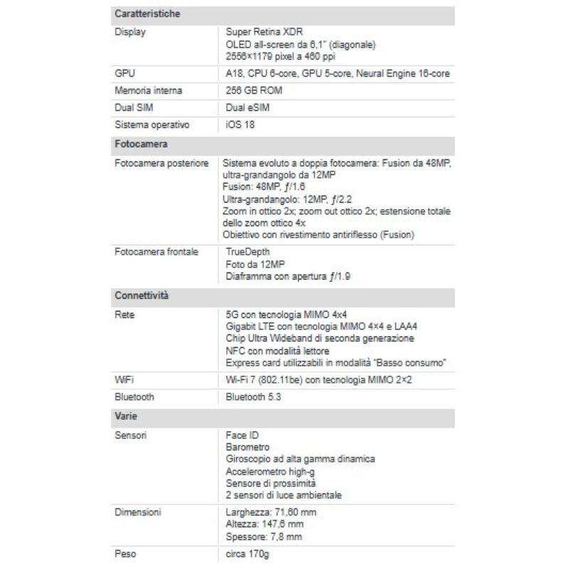 Apple iPhone 16 256GB 6.1" Ultramarine Nuovo...