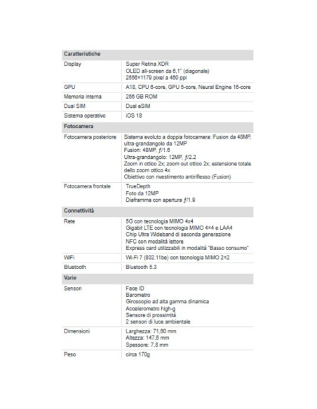 Apple iPhone 16 256GB 6.1" Ultramarine Nuovo Ufficiale