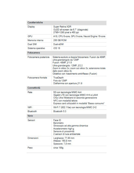 Apple iPhone 16 Plus 256GB 6.7" White EU Nuovo Ufficiale