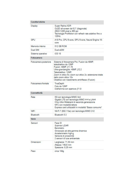 Apple iPhone 16 Pro 512 GB 6.3" White Titanium EU Nuovo Ufficiale