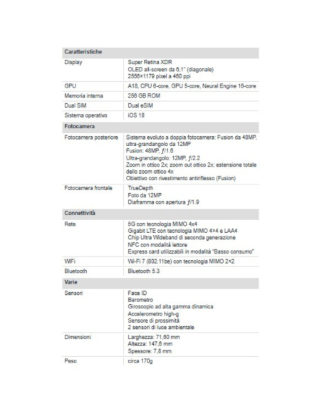 Apple iPhone 16 256GB 6.1" Teal Nuovo Ufficiale