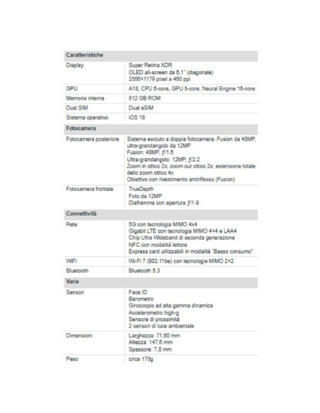 Apple iPhone 16 512GB 6.1" Black Nuovo Ufficiale