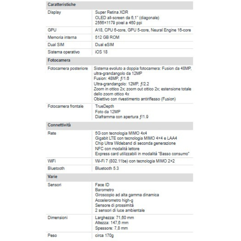 Apple iPhone 16 512GB 6.1" Ultramarine Nuovo...