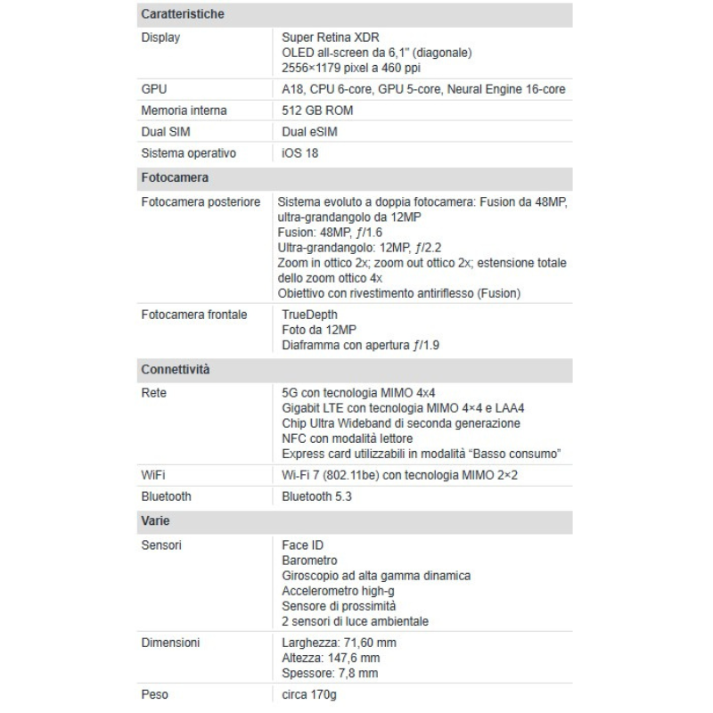 Apple iPhone 16 512GB 6.1" Teal Nuovo Ufficiale