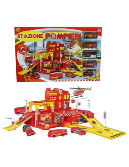 Stazione Pompieri Macchinine Autobus Giocattolo Gioco Bambini