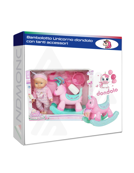 Bambolotto Unicorno Dondolo con tanti accessori giocattolo