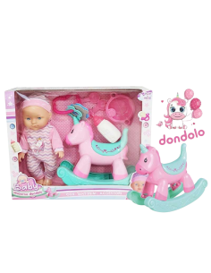 Bambolotto Unicorno Dondolo con tanti accessori giocattolo 2