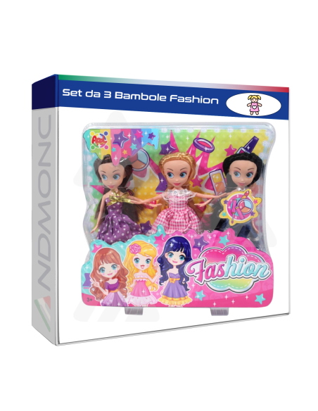 Set da 3 Bambole Fashion giocattolo