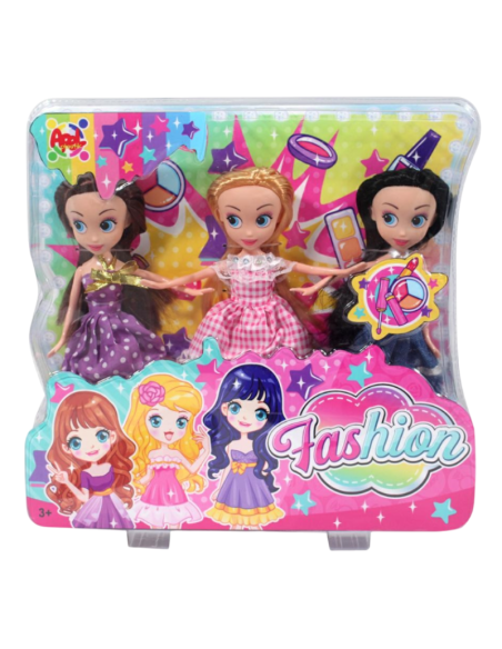 Set da 3 Bambole Fashion giocattolo