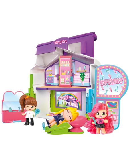 Pinypon - Professioni 3 in 1, giocattolo convertibile, 3 scenari in 1, scuola, parrucchiere o cucina