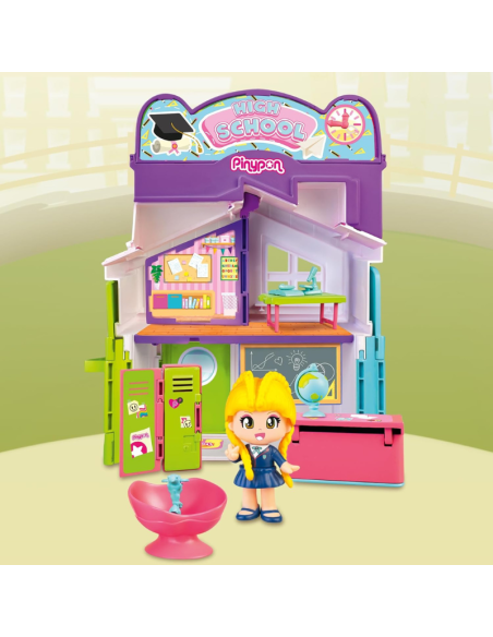 Pinypon - Professioni 3 in 1, giocattolo convertibile, 3 scenari in 1, scuola, parrucchiere o cucina