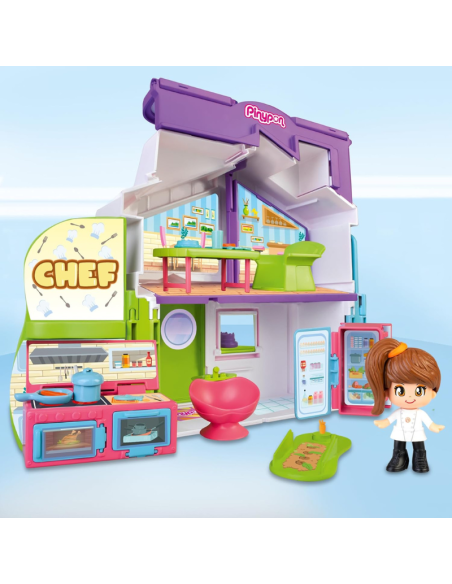 Pinypon - Professioni 3 in 1, giocattolo convertibile, 3 scenari in 1, scuola, parrucchiere o cucina