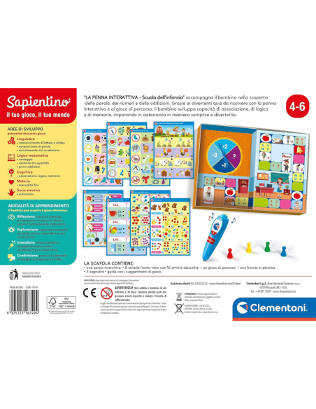 Clementoni Sapientino - Scuola dell'Infanzia, Gioco Educativo Parlante 4-6 Anni